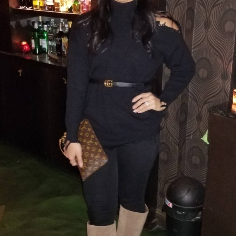 Distress one shoulder sweater tunic